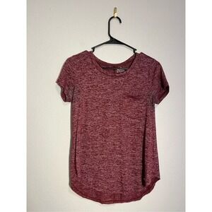 Hollister Marled Burgundy Pocket Tee Shirt Women's XS‎ Short Sleeve Casual